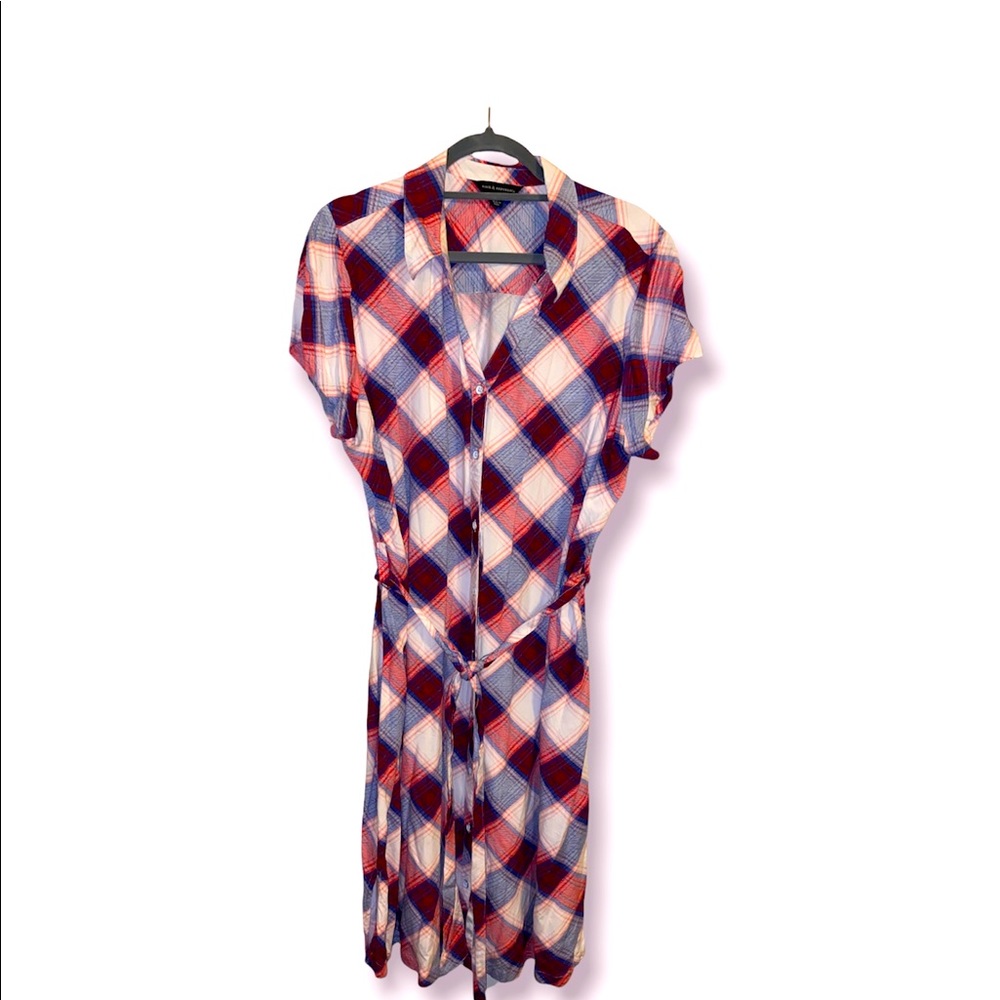 Rock&Republic Belted Button Down Midi Dress size XXL. Tartan red.